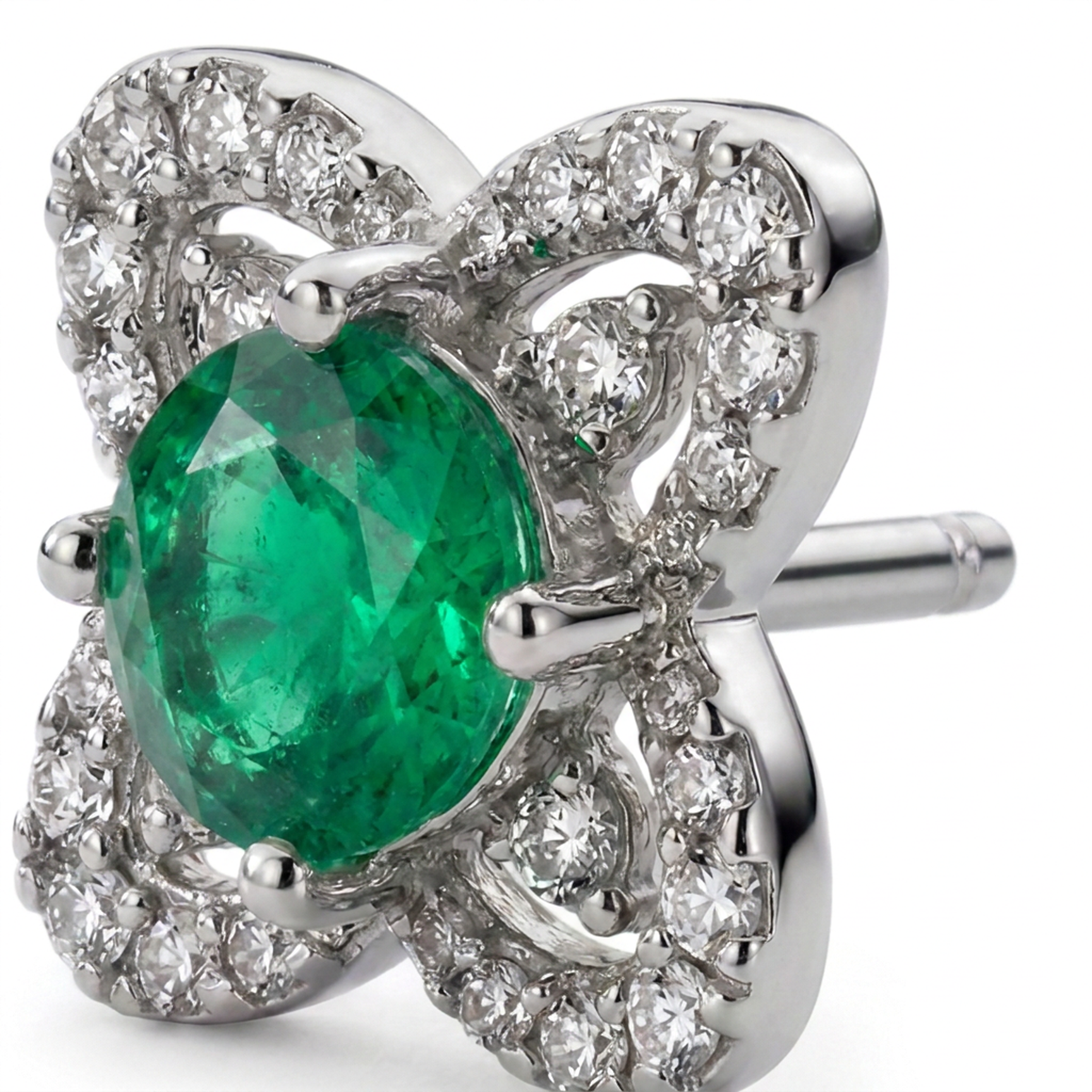 Orecchino con zircone verde in Argento 925 - Orecchino per lobo