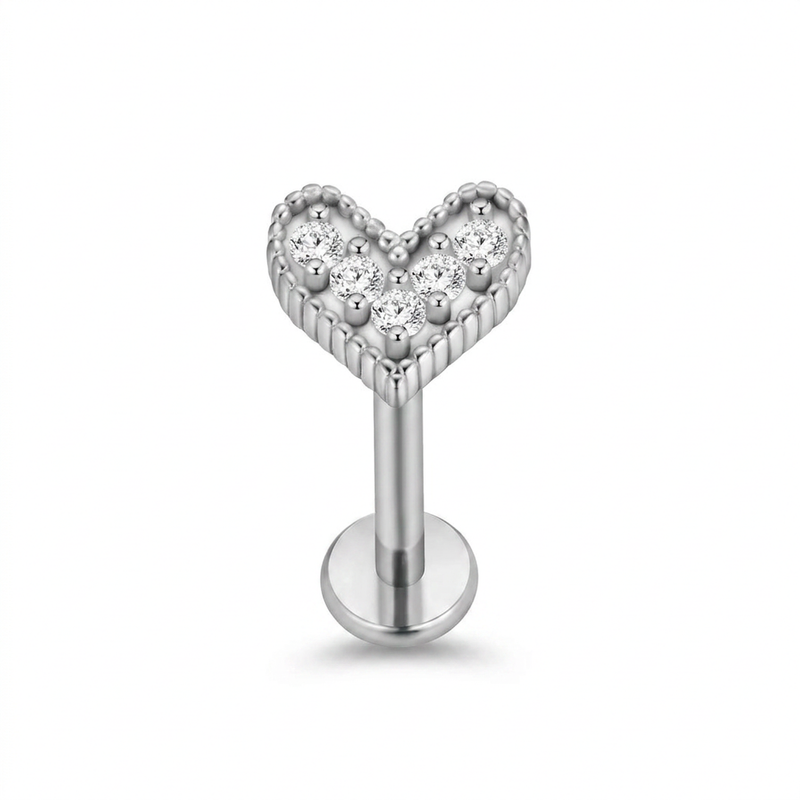 Piercing con cuore in Acciaio Chirurgico 316L - Piercing per lobo, helix, forward helix, conch, flat, tragus