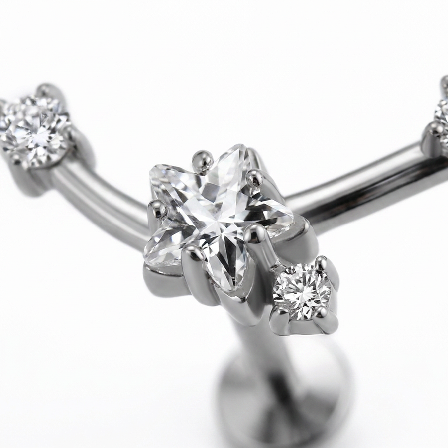 Piercing con costellazione in Acciaio Chirurgico 316L - Piercing per lobo, helix, conch, flat