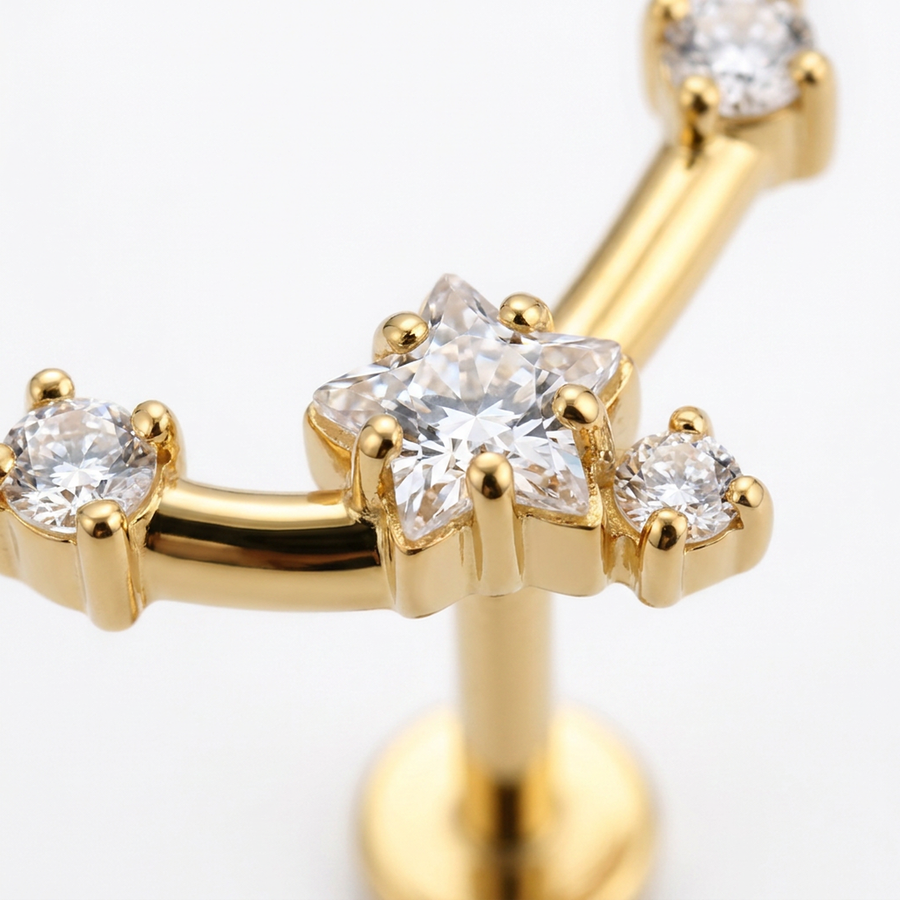 Piercing con costellazione in Acciaio Chirurgico 316L - Piercing per lobo, helix, conch, flat