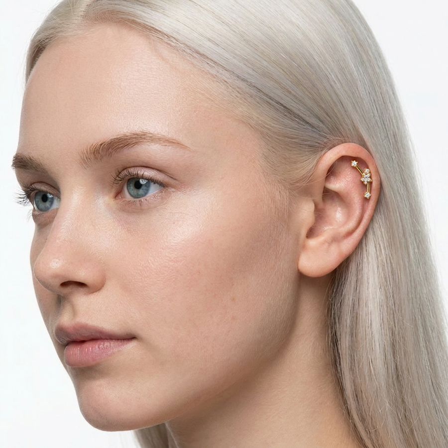 Piercing con costellazione in Acciaio Chirurgico 316L - Piercing per lobo, helix, conch, flat