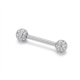 Piercing con doppia pallina glitterata in Acciaio Chirurgico 316L - Piercing per nipple e lingua