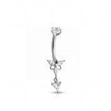 Piercing con zirconi e pendente triangolare in Acciaio Chirurgico 316L - Piercing per ombelico