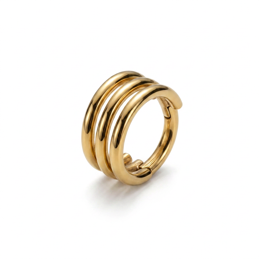 Cerchietto con tre fasce in Acciaio Chirurgico 316L - Piercing per Lobo, helix, forward helix, conch, tragus