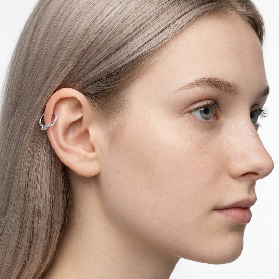 Piercing con zirconi in Titanio G23 - Piercing per helix