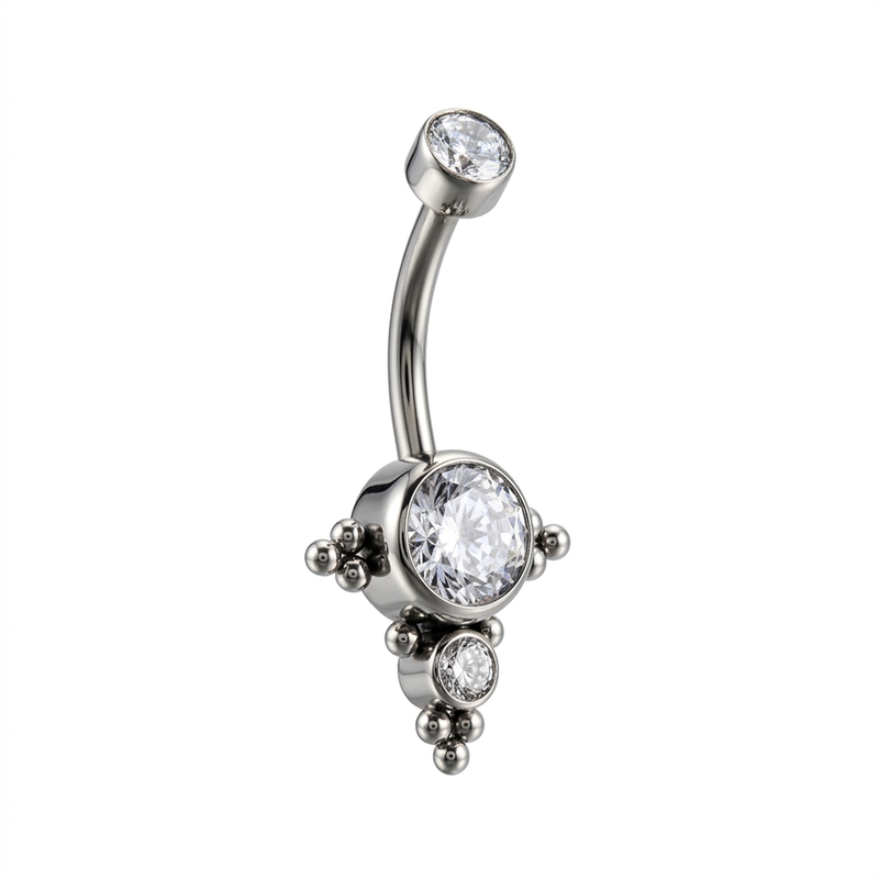 Piercing con palline e zirconi in Titanio F136 - Piercing per ombelico