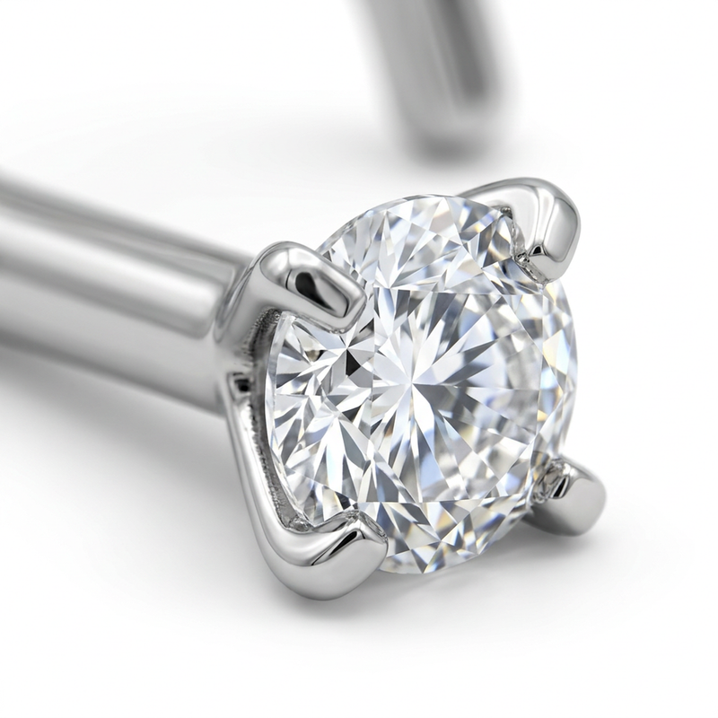 Brillantino rotondo a spirale in Titanio F136 - Piercing per nostril