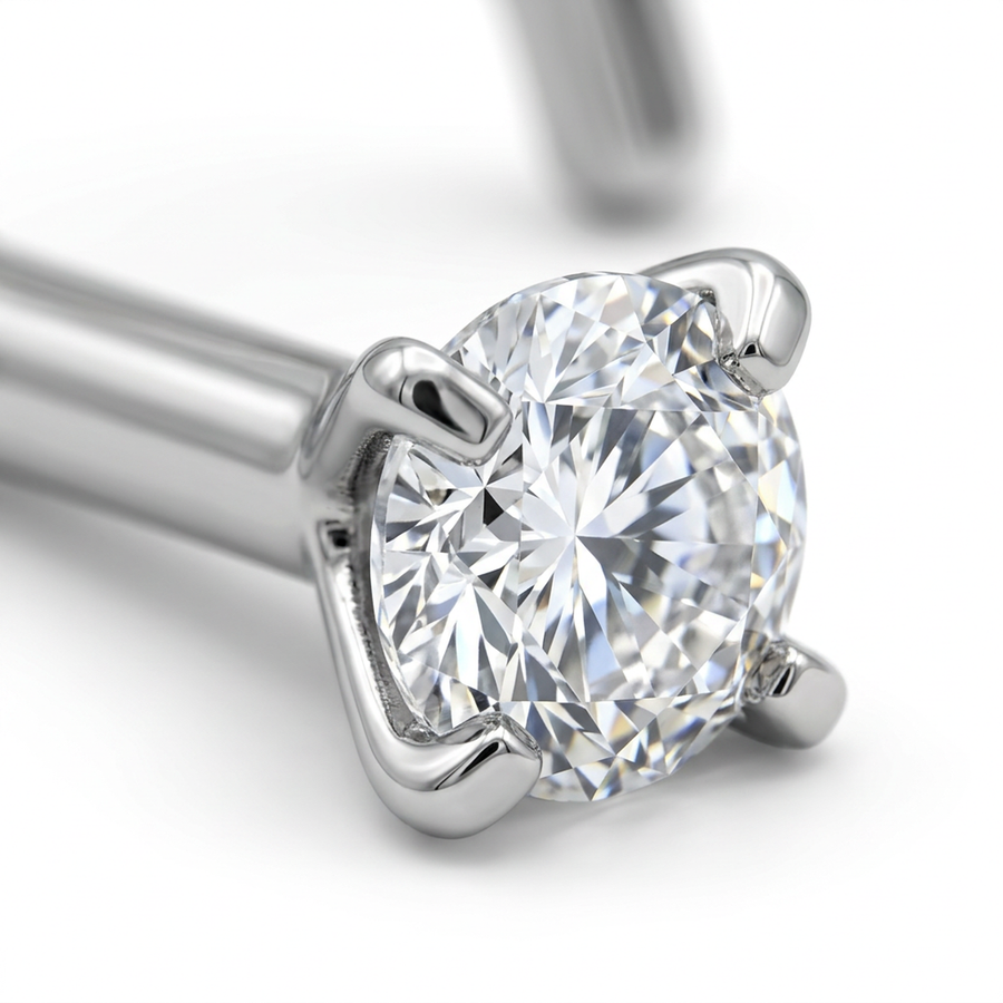 Brillantino rotondo a spirale in Titanio F136 - Piercing per nostril