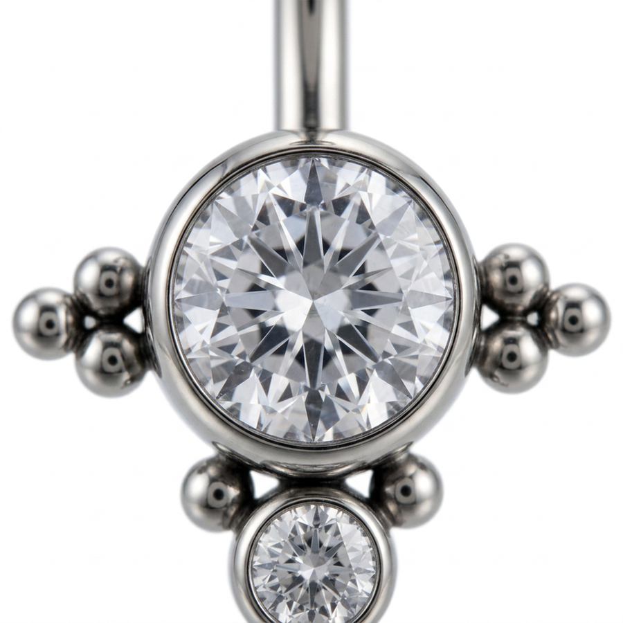 Piercing con palline e zirconi in Titanio F136 - Piercing per ombelico