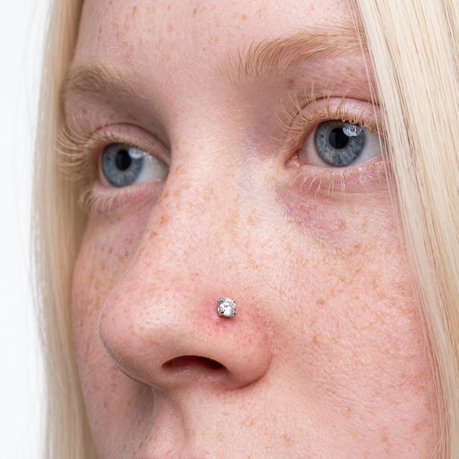 Brillantino rotondo a spirale in Titanio F136 - Piercing per nostril