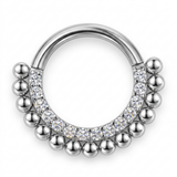 Cerchietto con corona di zirconi e palline in Acciaio Chirurgico 316L - Piercing per lobo, helix, daith, septum