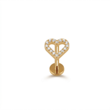 Piercing con cuore zirconato in Titanio F136 - Piercing per lobo, helix, forward helix, conch, flat, tragus