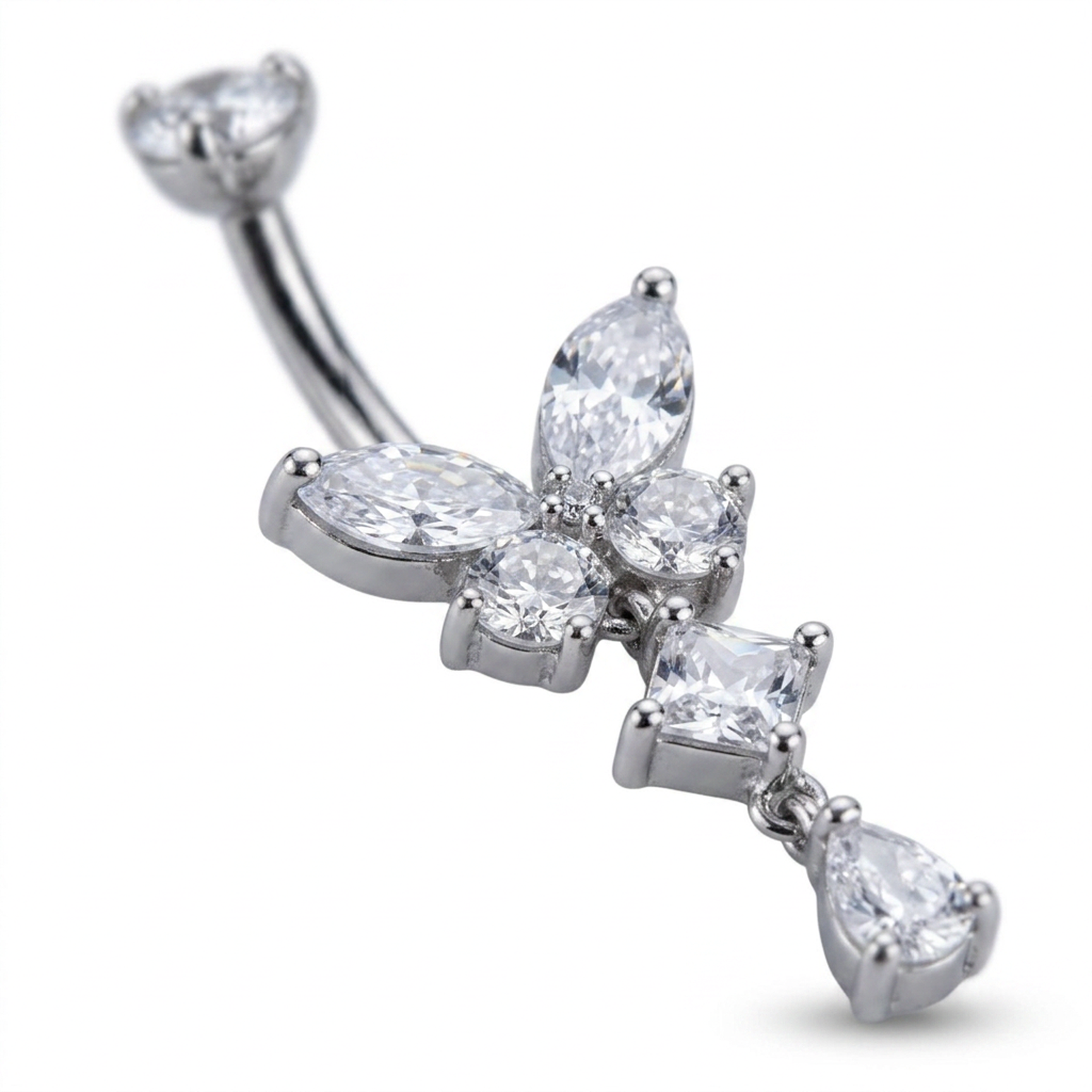 Piercing con zirconi in Titanio G23- Piercing per ombelico