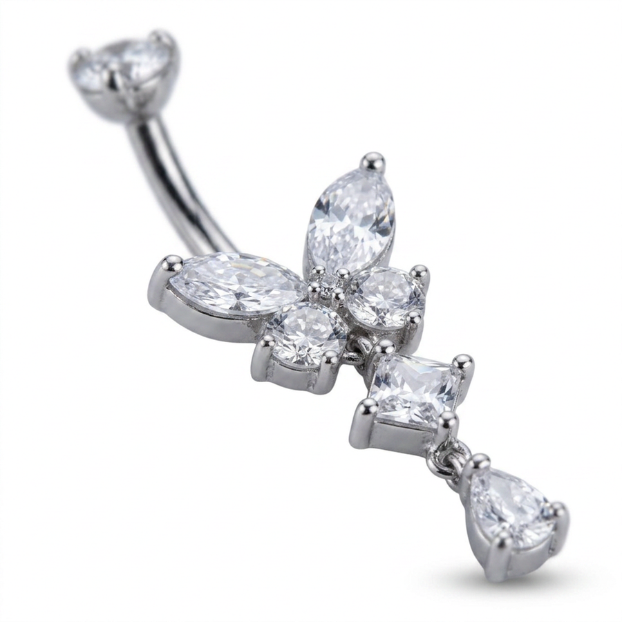 Piercing con zirconi in Titanio G23- Piercing per ombelico