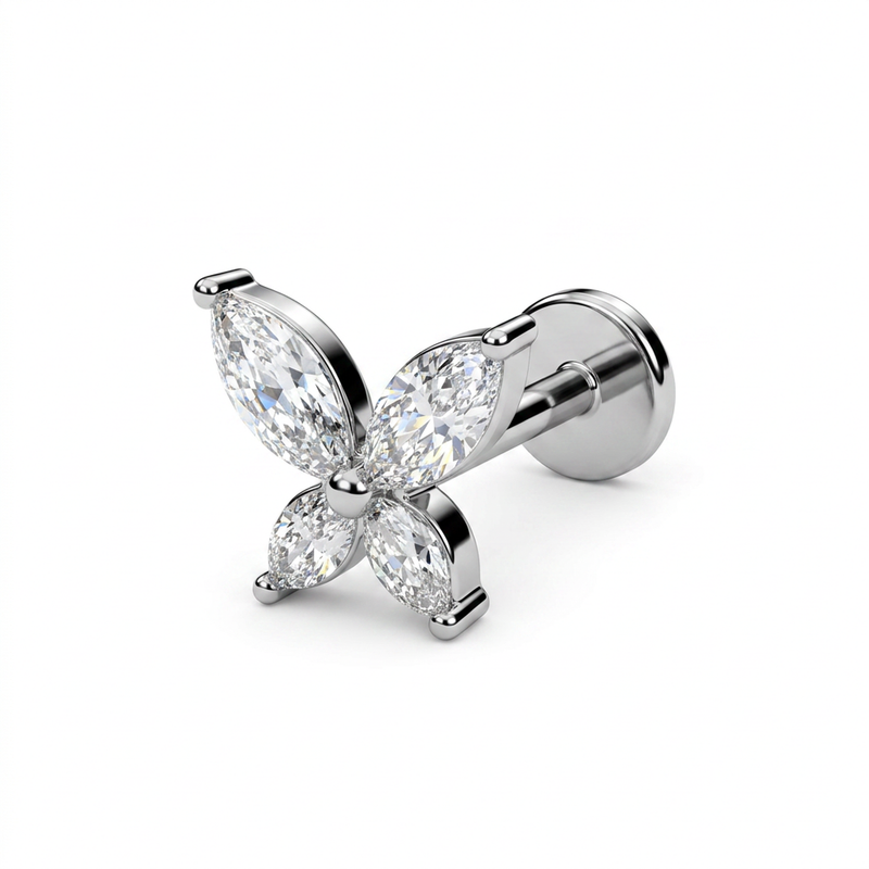 Piercing con farfalla in Acciaio Chirurgico 316L - Piercing per lobo, helix, forward helix, conch, flat, tragus