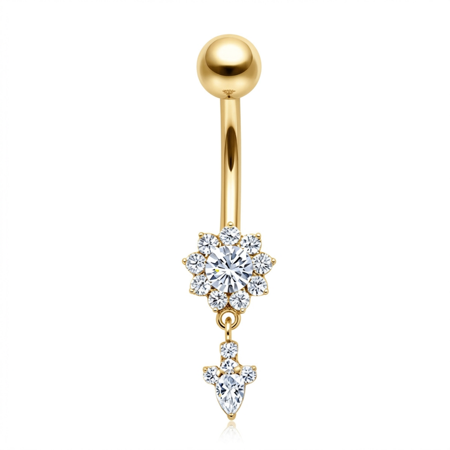 Piercing con zirconi in Titanio G23 - Piercing per ombelico