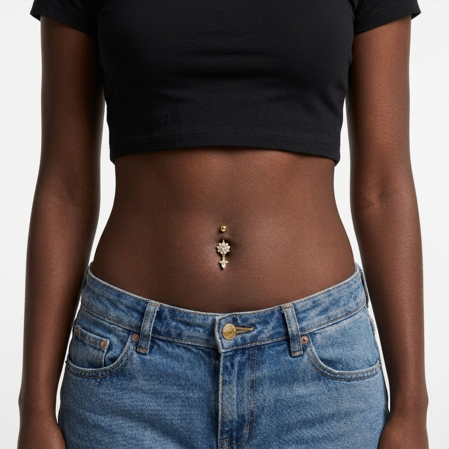 Piercing con zirconi in Titanio G23 - Piercing per ombelico