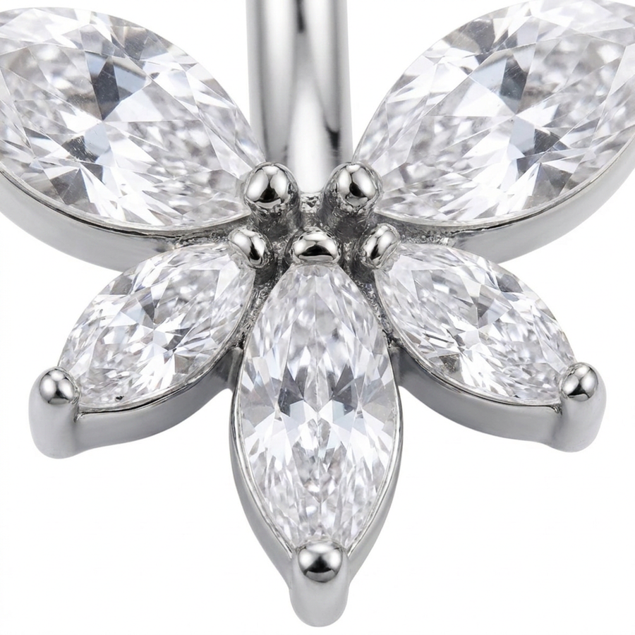 Piercing con zirconi in Titanio G23 - Piercing per ombelico