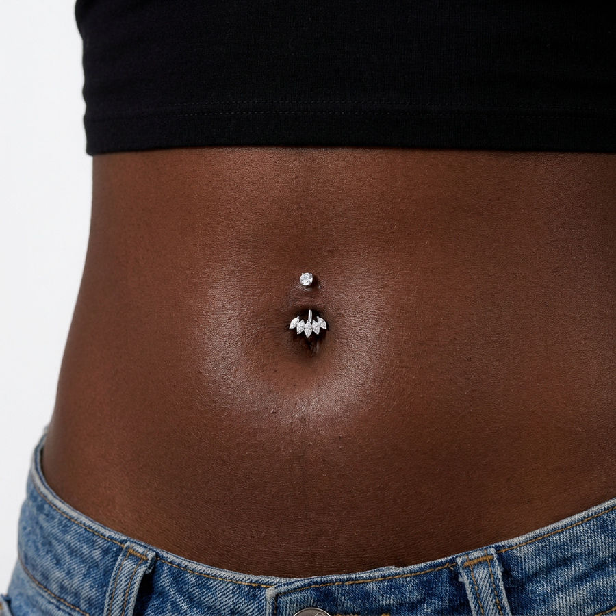 Piercing con zirconi in Titanio G23 - Piercing per ombelico
