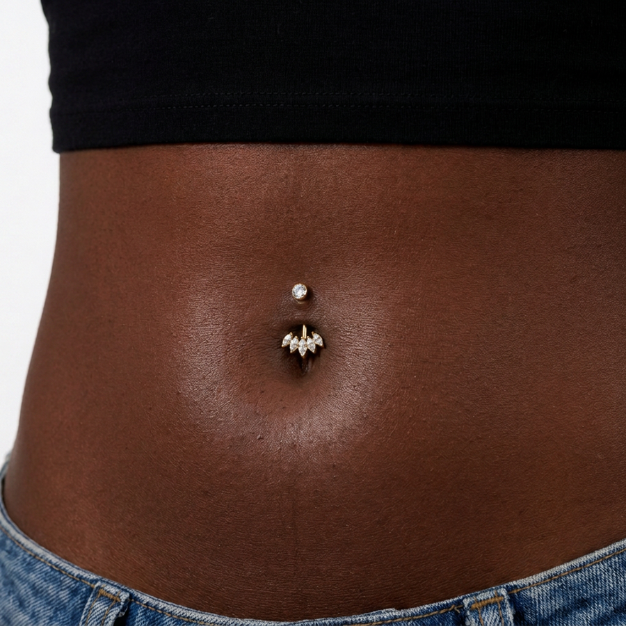 Piercing con zirconi in Titanio G23 - Piercing per ombelico