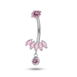 Piercing con zirconi rosa in Titanio G23- Piercing per ombelico