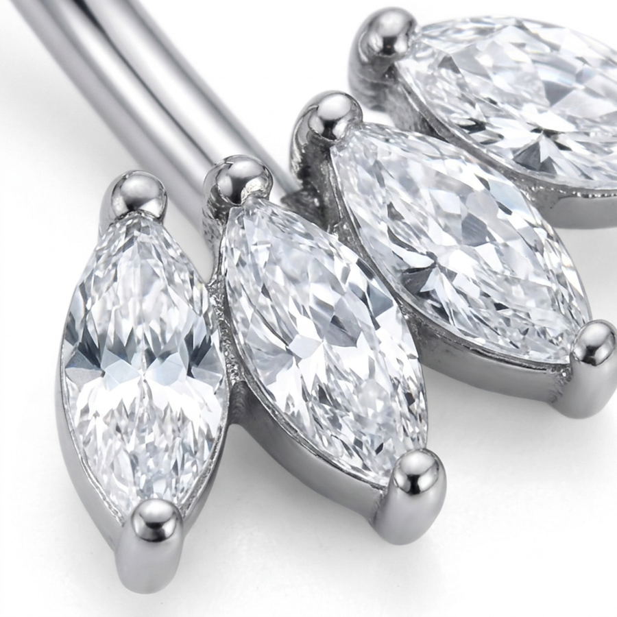 Piercing con zirconi in Titanio G23 - Piercing per ombelico