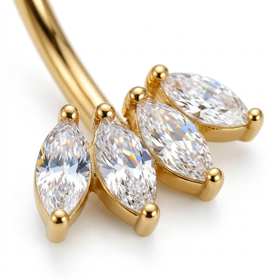 Piercing con zirconi in Titanio G23 - Piercing per ombelico
