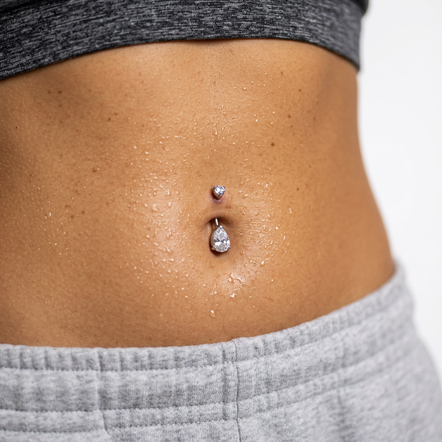 Piercing con zirconi in Titanio G23 - Piercing per ombelico