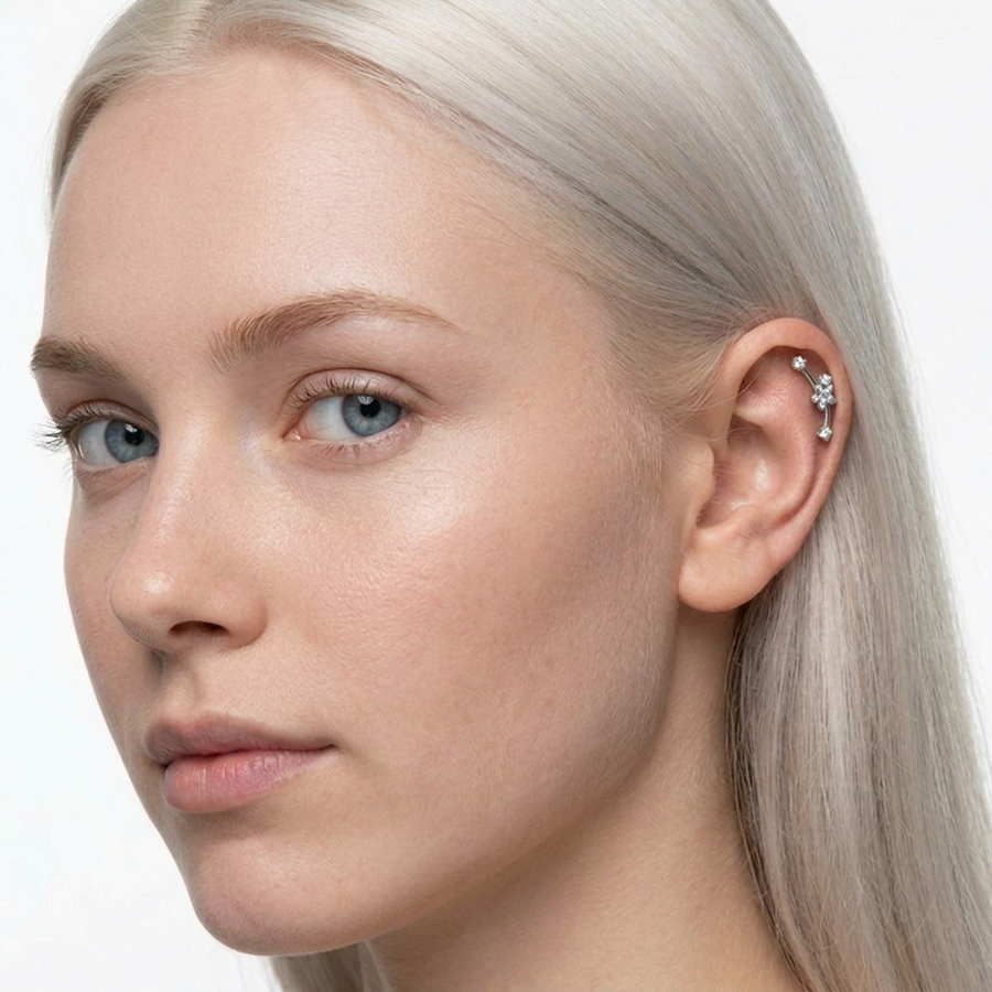 Piercing con costellazione in Acciaio Chirurgico 316L - Piercing per lobo, helix, conch, flat