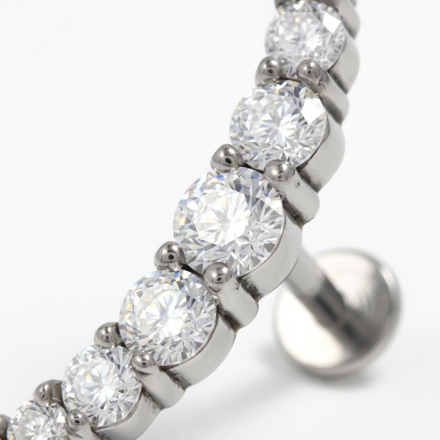 Piercing Helix Corona di Zirconi in Acciaio Chirurgico 316L