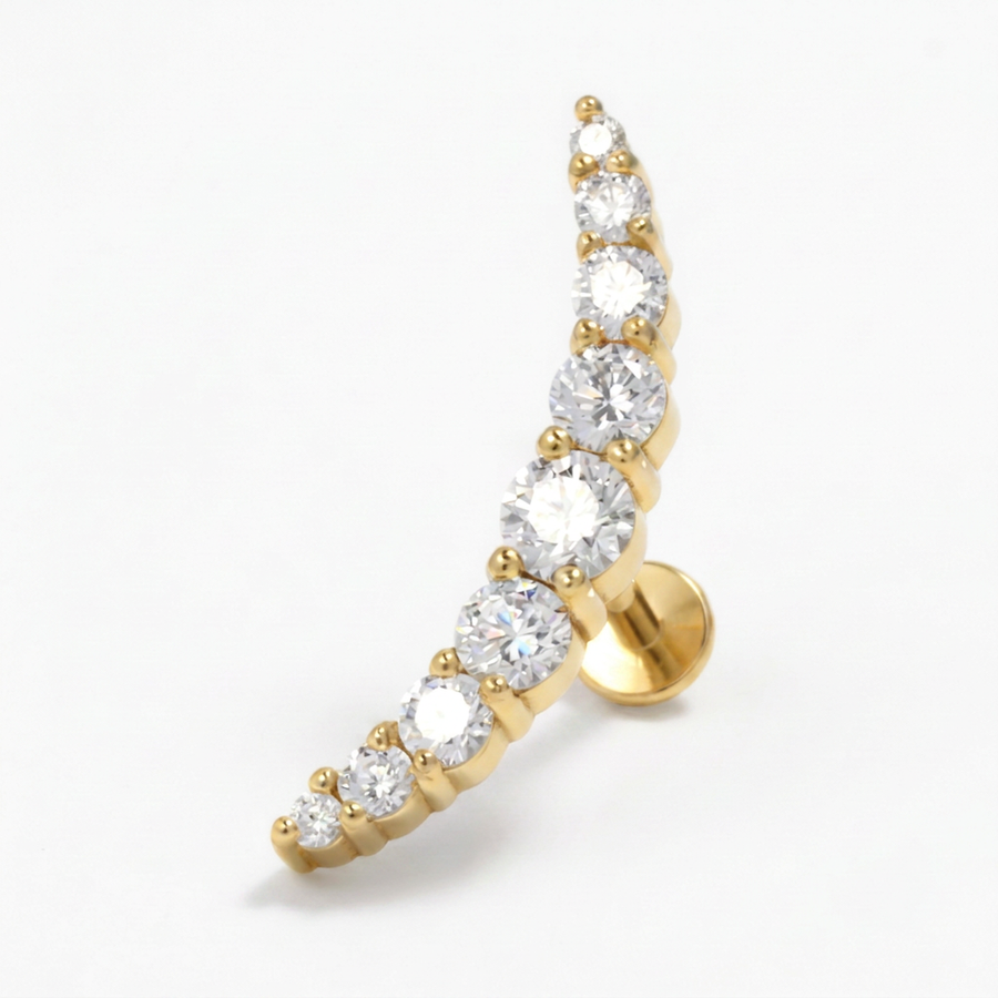 Piercing Helix Corona di Zirconi in Acciaio Chirurgico 316L