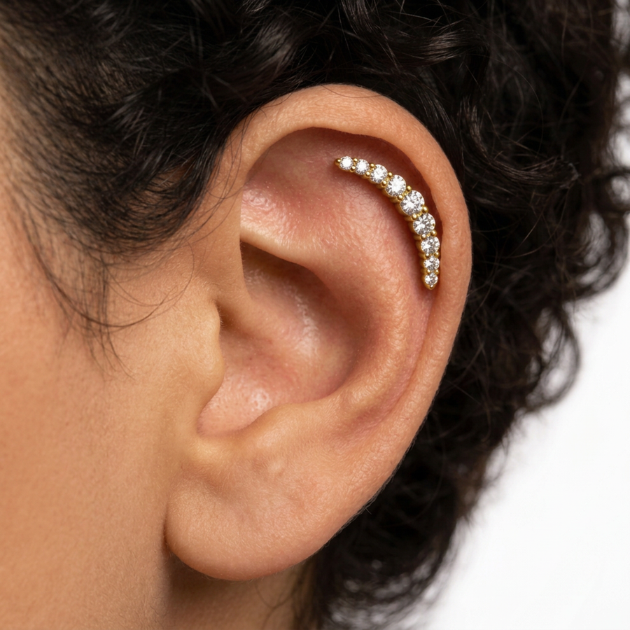 Piercing Helix Corona di Zirconi in Acciaio Chirurgico 316L