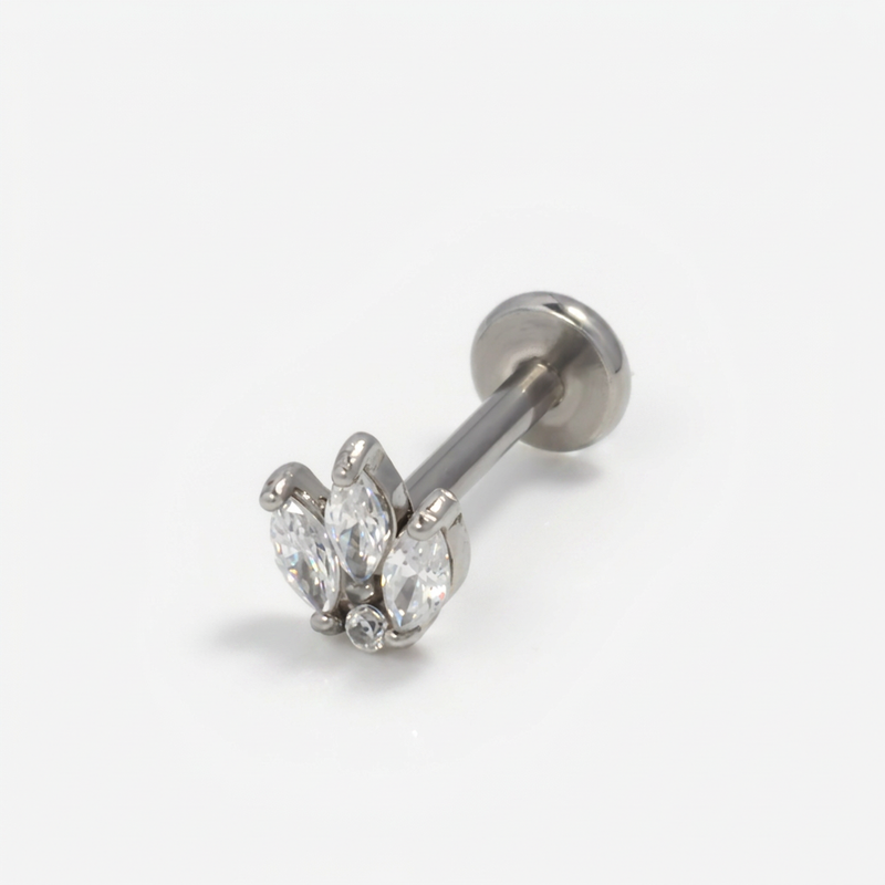 Piercing Helix a Tulipano in Acciaio Chirurgico con Zirconi