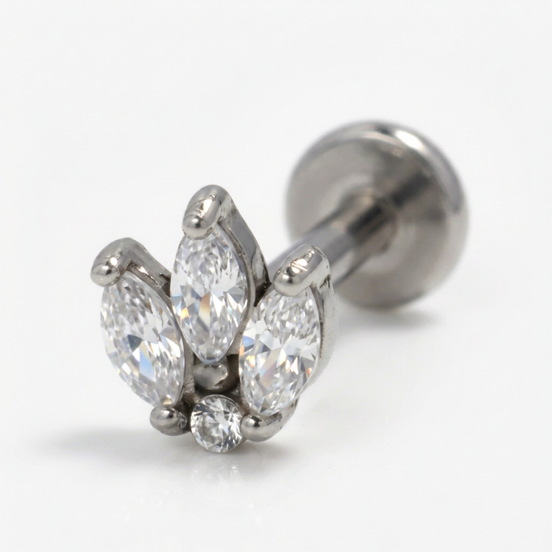 Piercing Helix a Tulipano in Acciaio Chirurgico con Zirconi