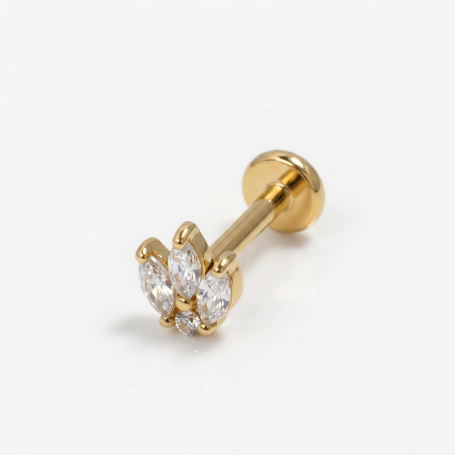 Piercing Helix a Tulipano in Acciaio Chirurgico con Zirconi