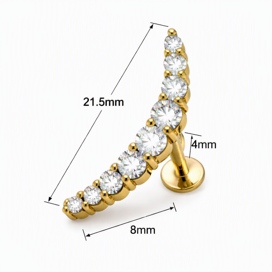 Piercing Helix Corona di Zirconi in Acciaio Chirurgico 316L