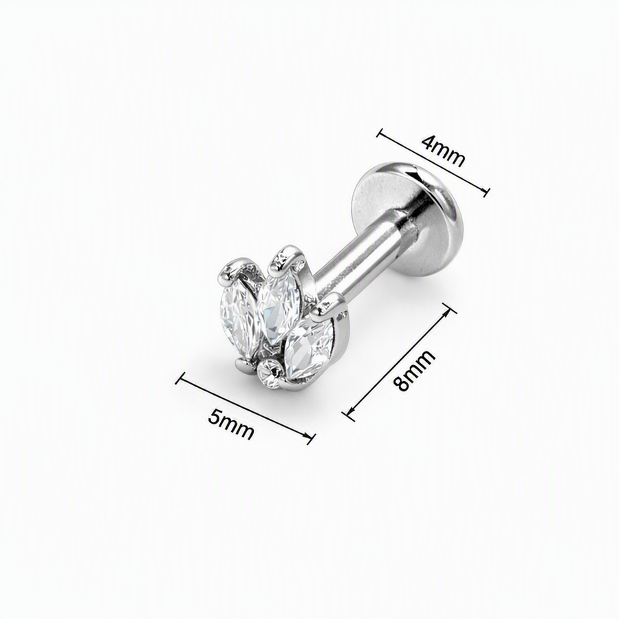 Piercing Helix a Tulipano in Acciaio Chirurgico con Zirconi