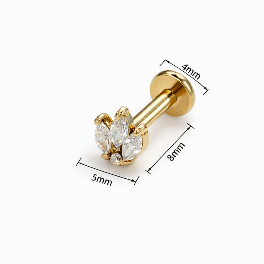 Piercing Helix a Tulipano in Acciaio Chirurgico con Zirconi