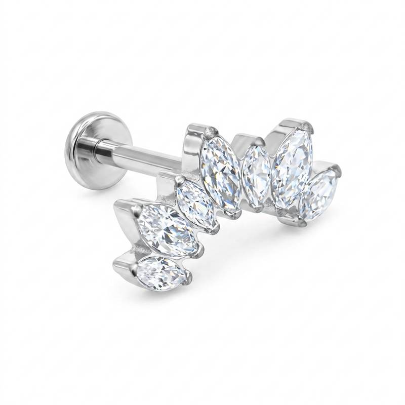 Piercing con zirconi in acciaio chirurgico 316L - Piercing per Lobo, helix, forward helix, conch, flat, tragus