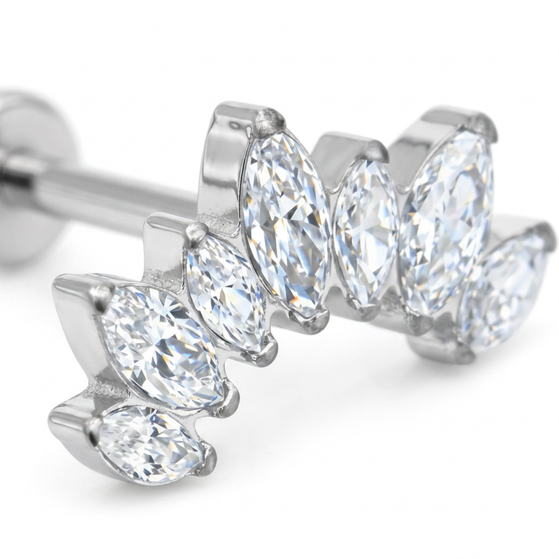 Piercing con zirconi in acciaio chirurgico 316L - Piercing per Lobo, helix, forward helix, conch, flat, tragus