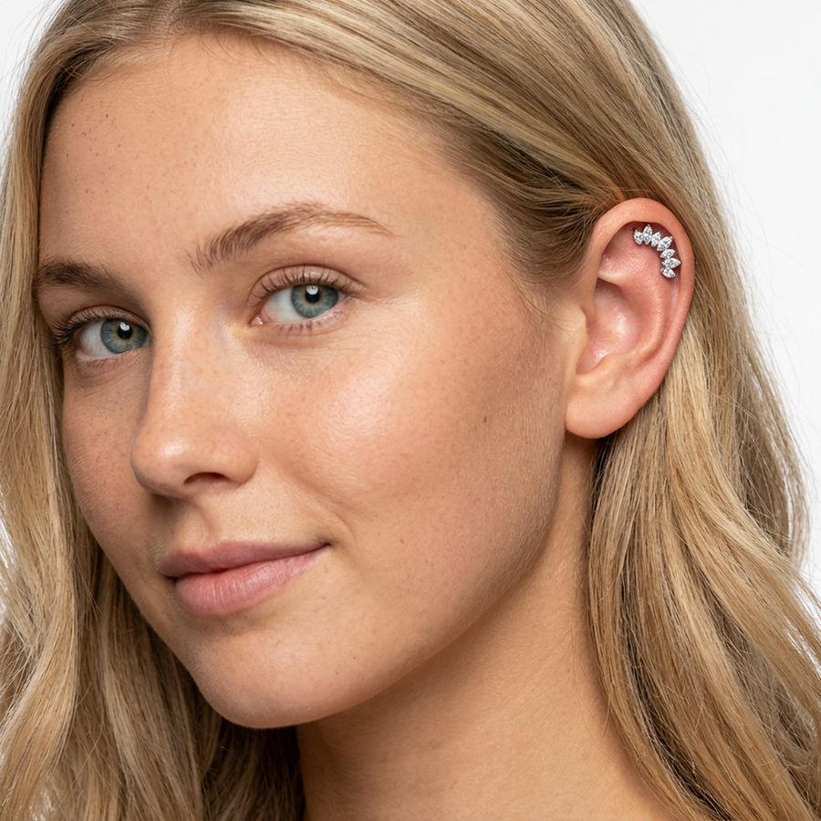 Piercing con zirconi in acciaio chirurgico 316L - Piercing per Lobo, helix, forward helix, conch, flat, tragus