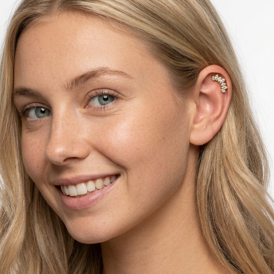 Piercing con zirconi in acciaio chirurgico 316L - Piercing per Lobo, helix, forward helix, conch, flat, tragus