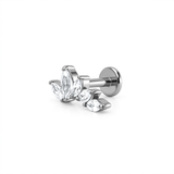 Piercing Corona a Petali con Zirconi in Acciaio Chirurgico 316L - Piercing per Lobo, helix, forward helix, conch, flat, tragus