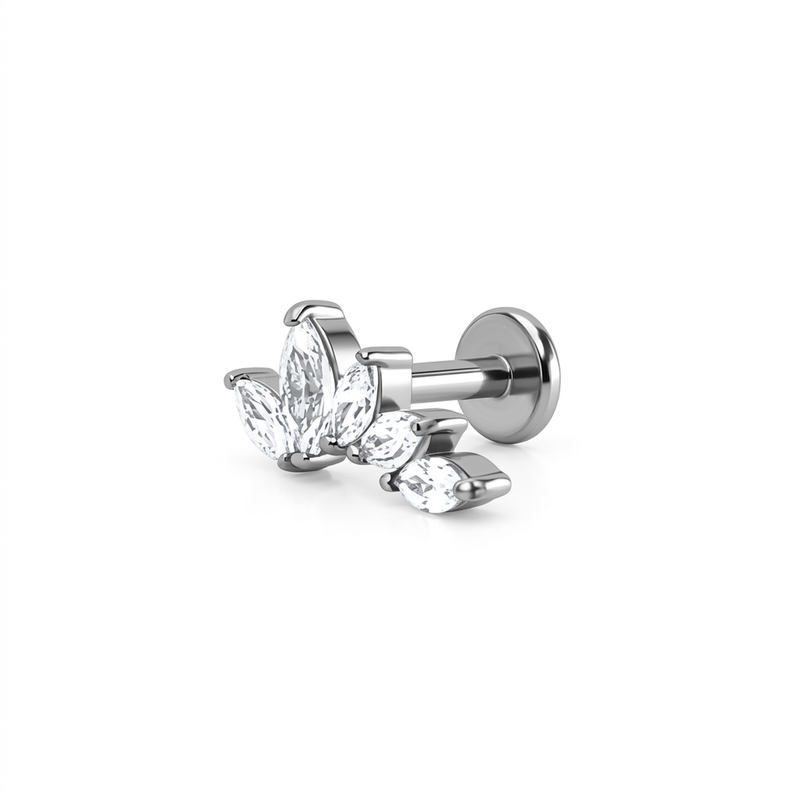 Piercing Corona a Petali con Zirconi in Acciaio Chirurgico 316L