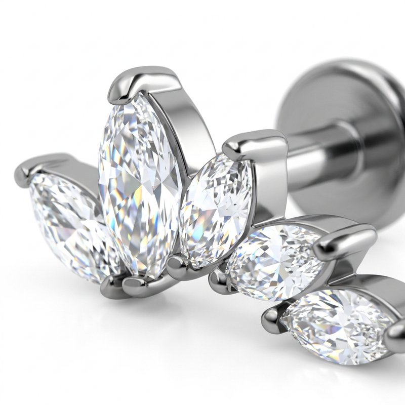 Piercing Corona a Petali con Zirconi in Acciaio Chirurgico 316L