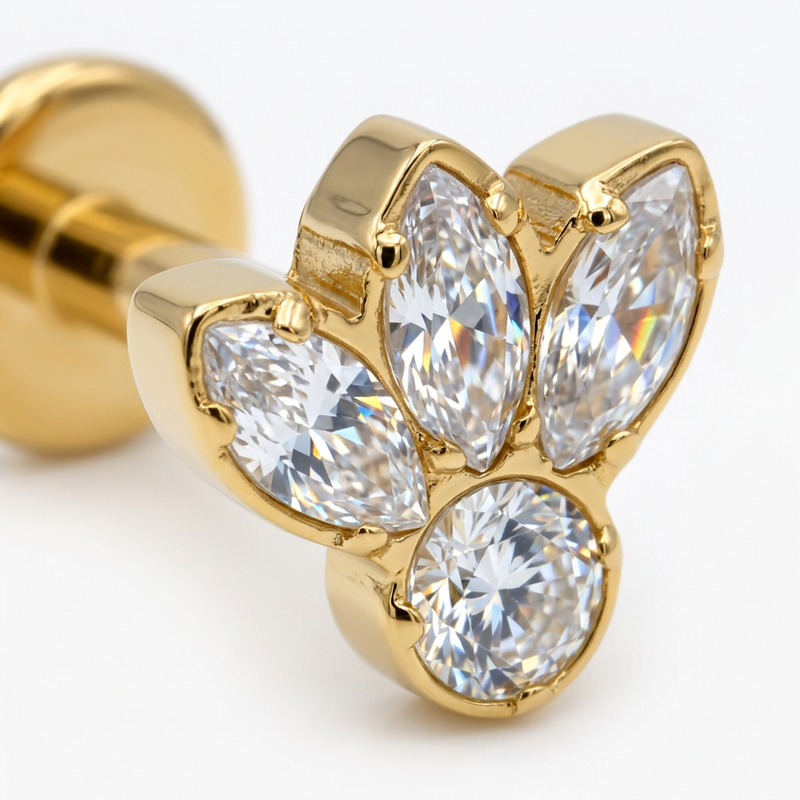 Piercing con Zirconi in Acciaio Chirurgico 316L