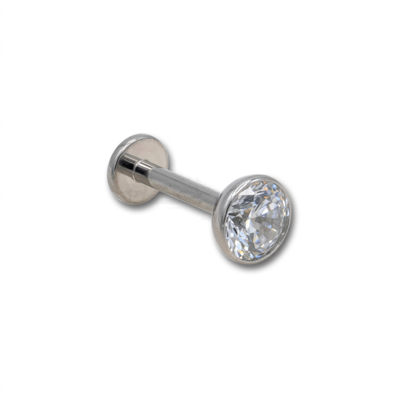 Piercing in acciaio chirurgico 316L con zircone incastonato da 5 mm