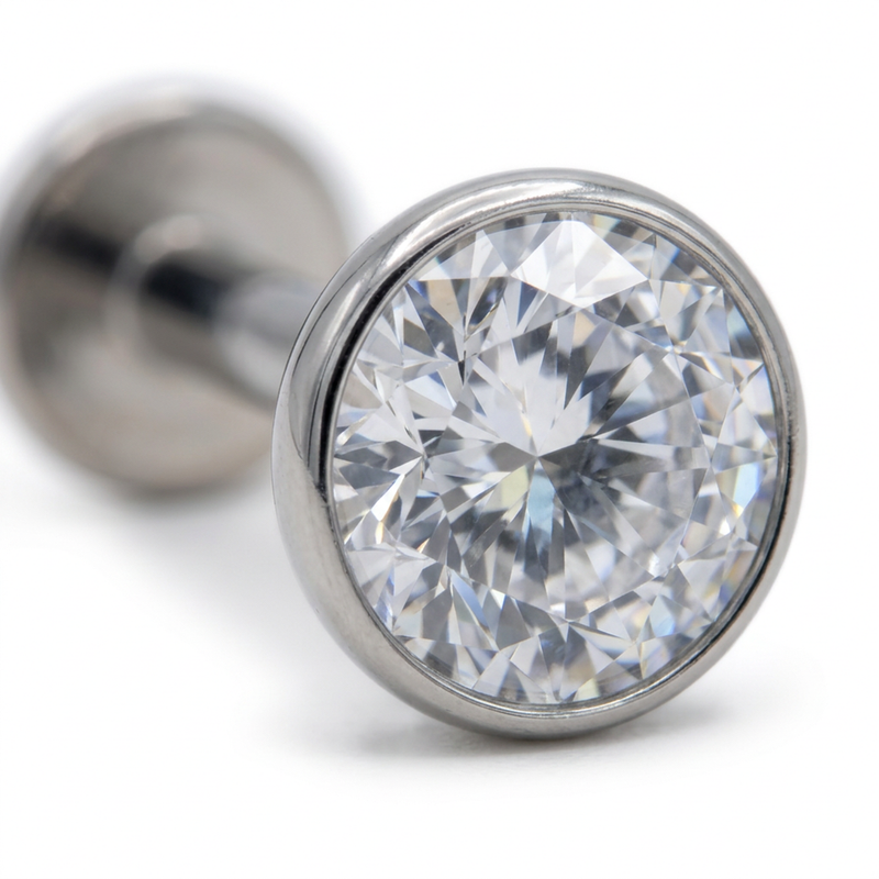 Piercing in acciaio chirurgico 316L con zircone incastonato da 5 mm
