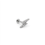 Piercing in acciaio chirurgico 316L a forma di fulmine con zirconi incastonati