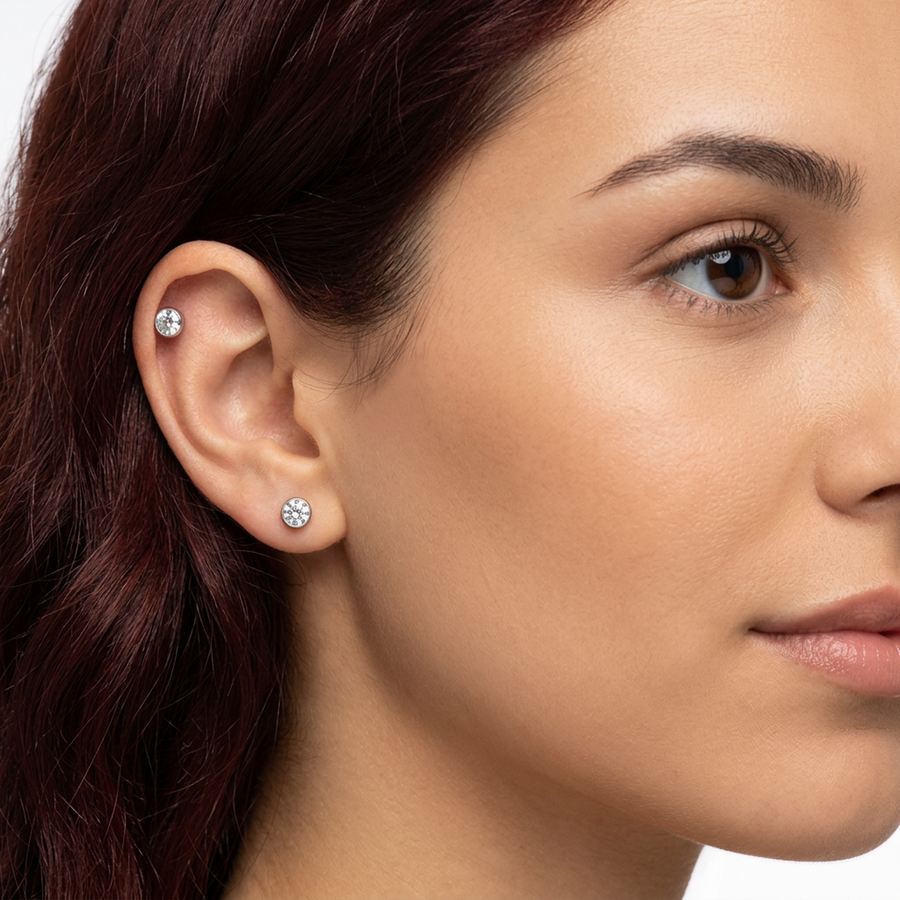 Piercing in acciaio chirurgico 316L con zircone incastonato da 5 mm